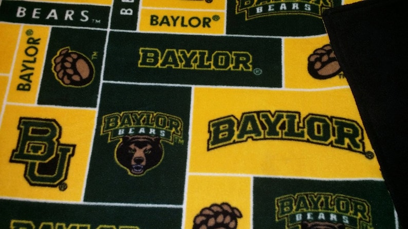 Reversible Double Layered Hand Tied or Sewn Licensed Designer Collegiate NCAA Baylor Bears University Fleece Blanket Minky or AntiPill