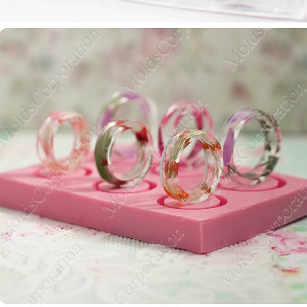 Ring silicone mold, Resin mold, Jewelry mould, Rings mold size US 2 1/4-3-4 1/4-5-5 3/4-6 1/2, Transparent clear flexible mold DIY ring MK15