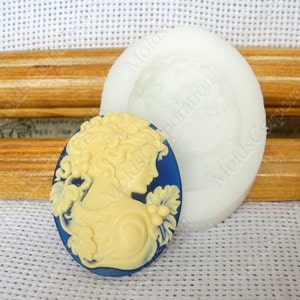 Victorian girl oval Cameo Mould, Silicone Mold, Flexible, Polymer Clay, Food Safe Molds, Resin Molds, Soap Fondant Wax Pendant Mold, М8/6*