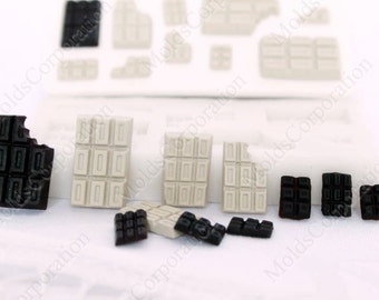 10 chocolate mini bars set mix, mold silicone, mould, for polymer clay and food, food-grade silicone, M45 (4/0)