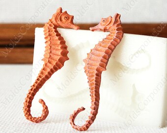 2 Seahorse Silicone Mold, Sea Horse Polymer Clay. Silicone Mould, Food Safe Molds, Resin Molds, Soap, Fondant, Wax, Pendant Mold М222