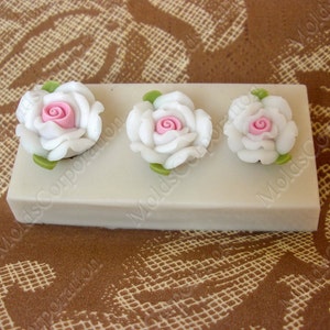 3 Roses Mix Set Flower Silicone Mould, Flower Set, For Polymer Clay and Food, Food-Grade Silicone, For Epoxy Resin Mold, M74