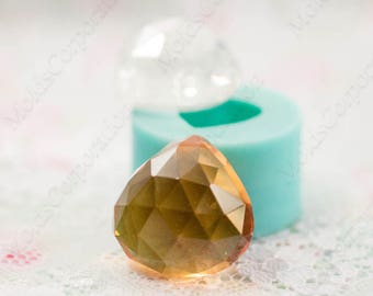Faceted Stone Silicone Mold, 27х28mm, Jewelry Pendant, For Epoxy Resin, Food-Grade Silicone, Transparent clear, Cabochon Faceted Mold, ML29