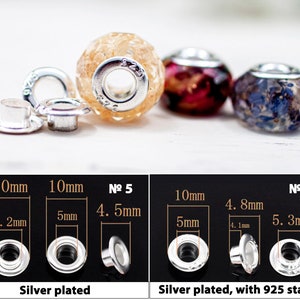 Pandora Eyelets, Stainless Steel & Silver Plated Bead Grommets, European Charm Bracelet Caps, Beads Cores D-2,5-3-4-5mm Making Pandora Beads