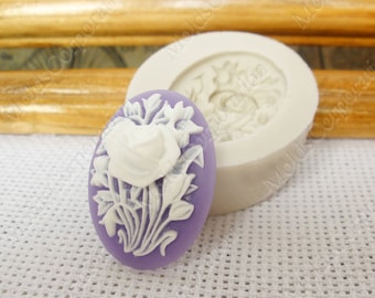 Cameo Mould, Flowers mold, Silicone Mold, Flexible, Polymer Clay, Food Safe Molds, Resin Molds, Soap, Fondant, Wax, Pendant Mold М4/2*
