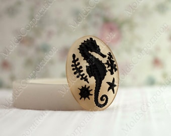 Cameo Mold Sea Horse, Silicone Mould, Flexible, Polymer Clay, Food Safe Molds, Resin Molds, Soap, Fondant, Wax, Pendant Mold М8/83*