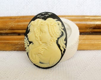 Victorian Lady Cameo Silicone Mold, 40x30mm, For Polymer Clay, For Epoxy Resin, Food-Grade Silicone, Soap, Fondant, Wax, Pendant, Fimo М8/18