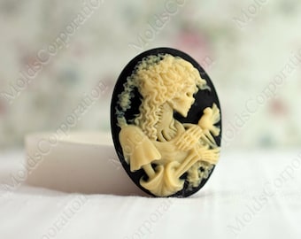 Cameo Mould Skeleton Girl, Silicone Mold, Flexible, Polymer Clay, Food Safe Molds, Resin Molds, Soap, Fondant, Wax, Pendant Mold, М8/111*