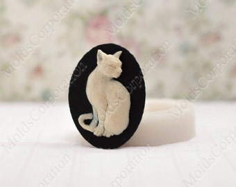 Cat Kitten Oval Cameo Silicone Mold, 40x30mm, For Polymer Clay, For Epoxy Resin, Food-grade silicone, Kitten Oval Cameo Mold, DIY М8/94