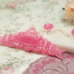 Ribbon Decor With  Flowers Scrapbooking Flexible Mold, For Polymer Clay, Food-Grade Silicone, For Epoxy Resin, Jewelly DIY Mold, МС35/2