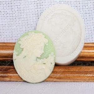 Cameo-Form Victorian Lady, für Polymer Clay, lebensmittelechtes Silikon, für Epoxidharz, Seife, Fondant, Wachs, Anhänger, Fimo-Form, Süßigkeitenform, М50