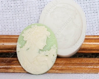 Cameo Mould Victorian Lady, For Polymer Clay, Food-Grade Silicone, For Epoxy Resin, Soap, Fondant, Wax, Pendant, Fimo Mold, Candy Mould, М50