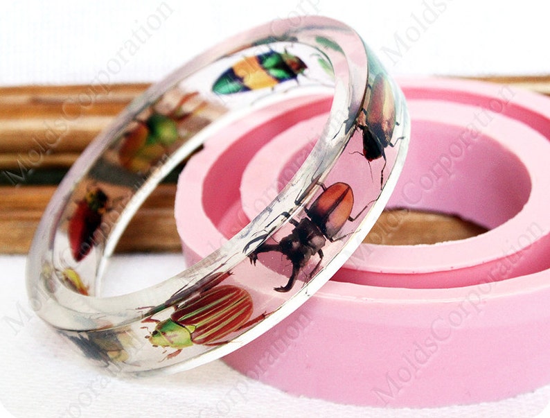 Bangle silicone mold, bracelet mould, silicone moulds, flexible, for epoxy resin, jewelry mold, transparent clear, DIY MB9 11,2/17,45 image 1