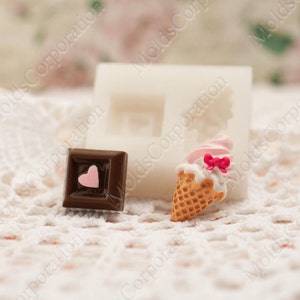 Ice-cream & Chocolate Candy Silicone Mold, Cookies Mold, For Polymer Clay, Food Safe Molds, For Epoxy Resin, Soap, Fondant Candy Mold M129/6