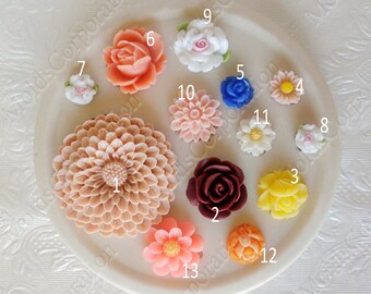 Juego de 13 flores, molde de silicona de flor redonda, para arcilla polimérica, silicona de grado alimenticio, colgante, molde de flor de resina, álbum de recortes, joyería, M-Mix 4