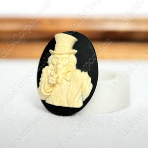Uncle Sam Skeleton Cameo Mould, 40x30mm, For Polymer Clay and Epoxy Resin Jewelry, Food-Grade Silicone, Fondant Mastic, Pendant, DIY М8/88*