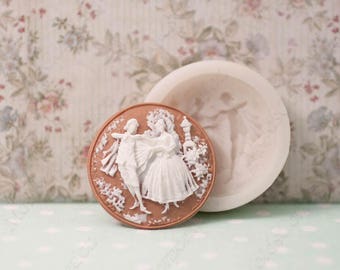 Cameo Mould Wedding Dance Silicone Mold Flexible Polymer Clay Food Safe Molds Resin Molds Soap Fondant Wax Pendant Fimo Mold М250(2/53)*