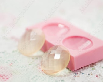 2 moules en silicone pour lentilles rondes à facettes, moule pendentif, moule boucles d'oreilles, moule bague, pour résine époxy, bijoux en résine, moule transparent clair, ML2/2
