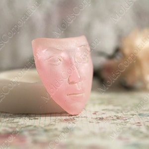 Mask Theatre Silicone Mold, 32x27mm, Food-Grade Silicone, Scrapbooking Face Mold, For Polymer Clay, For Epoxy Resin, Jewelry DIY Mold, МС13