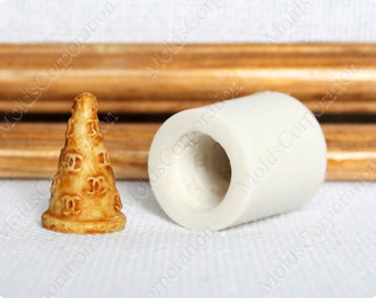 Ice cream cone, mold silicone, mould, for polymer clay and food, food-grade silicone, M131/1 (3/3)