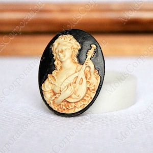 Mädchen mit Dombra Cameo Silikonform, für Polymer Clay, lebensmittelechtes Silikon, für Epoxidharz, Seife, Fondant, Anhänger, Fimoform, DIY М8/72