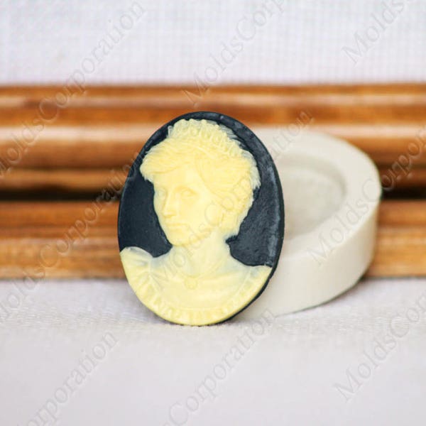 Cameo Mold Princess Diana, 40x30mm, pour argile polymère, pour résine époxy, silicone de qualité alimentaire, savon, fondant, cire, pendentif, Fimo, DIY М8/46