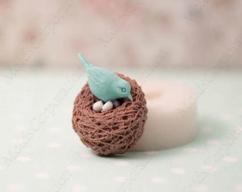 Molde de silicona flexible Bird's Nest, para arcilla polimérica, jabón, para resina epoxi, molde para pájaros, silicona de grado alimenticio, fondant, cera, molde de caramelo, М274