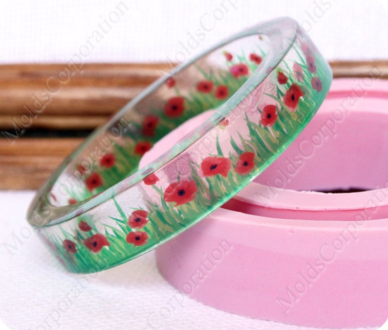 Bangle silicone mold, bracelet mould, silicone moulds, flexible, for epoxy resin, jewelry mold, transparent clear, DIY MB9 11,2/17,45 image 4