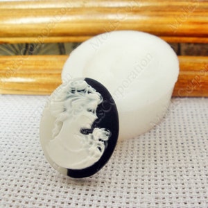 Viktorianische Dame Cameo Silikonform, 28x22mm, für Polymer-Clay, für Epoxidharz, Lebensmittelqualität Silikon, Seife, Fondant, Wachs, Anhänger, Fimo М4 / 3*