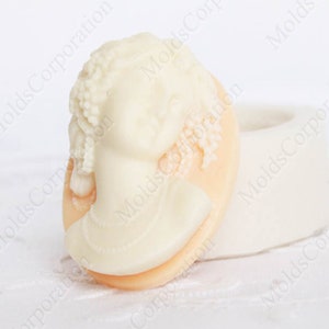 Viktorianische Dame Cameo Silikonform, 40x30mm, Für Polymer Clay, Für Epoxidharz, Lebensmittelechtes Silikon, Seife, Fondant, Wachs, Anhänger, Fimo 8/54