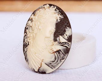 Cameo Mould Victorian Lady Silicone Mold Flexible Polymer Clay Food Safe Molds Resin Molds Soap Fondant Wax Pendant Fimo Mold М8/47(2/53)*