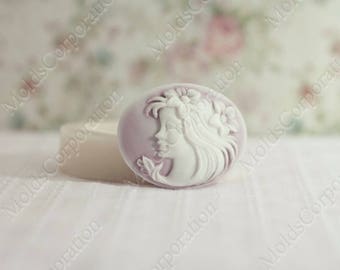 Victorian Lady Cameo Silicone Mould, For Polymer Clay, Food-Grade Silicone, For Epoxy Resin, Soap, Fondant, Wax, Pendant, Fimo, DIY  М8/105