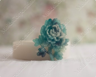 Peony clove flower silicon mold, for polymer clay and food, food-grade silicone, М238 (3/3)