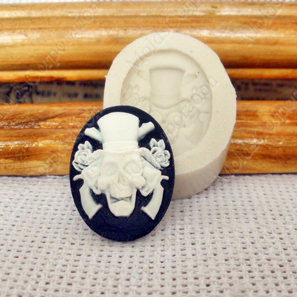 Cameo Mold Skull Guns N' Roses, Silicone Mould, Flexible, Polymer Clay, Food Safe Molds, Resin Molds, Soap, Fondant, Wax, Pendant Mold М9/6*