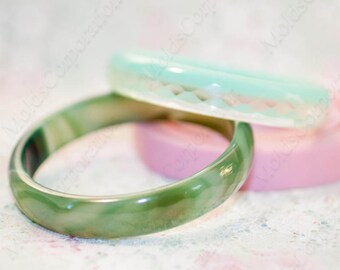 Faceted bangle silicone mold, bracelet mould, silicone moulds, flexible, for epoxy resin, transparent clear, DIY MB45 (12,5/19,5)