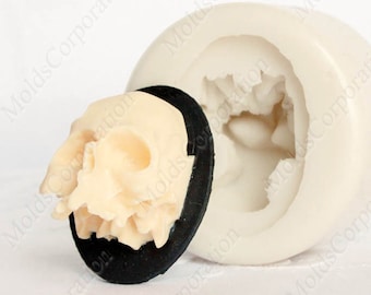 Scull 3D cameo mold, Pendant silicone mold, Cabochon mold, Epoxy Resin Jewelry mold, Polymer clay mold, Chocolate candy food-grade mold М171