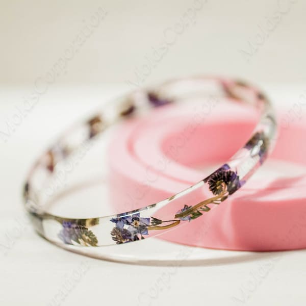 Forma silikonowa na bransoletkę, Forma na bransoletkę, Bransoletka silikonowa, Formy elastyczne, Forma na biżuterię z żywicy epoksydowej, Przezroczysta forma na bransoletkę MB47 (8,5/12)