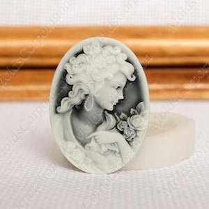 Viktorianische Dame Cameo Silikonform, für Polymer Clay, lebensmittelechtes Silikon, für Epoxidharz, Seife, Fondant, Wachs, Anhänger, Fimoform, М8 / 63