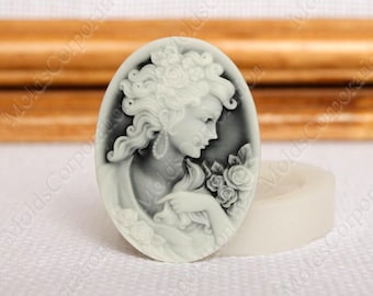 Victorian Lady Cameo Silicone Mold, For Polymer Clay, Food-Grade Silicone, For Epoxy Resin, Soap, Fondant, Wax, Pendant, Fimo Mold, М8/63