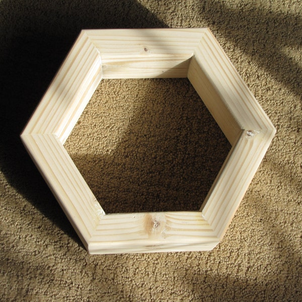 Hexagon (Honeycomb) wood shelf, unfinished. Entirely U.S.A. made content*