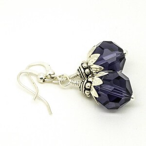 Purple Sterling  Silver Earrings, Lilac Earrings, Purple Earrings Modern Bridesmaid, Violet Purple Earrings, Long Dangle Drop Earrings