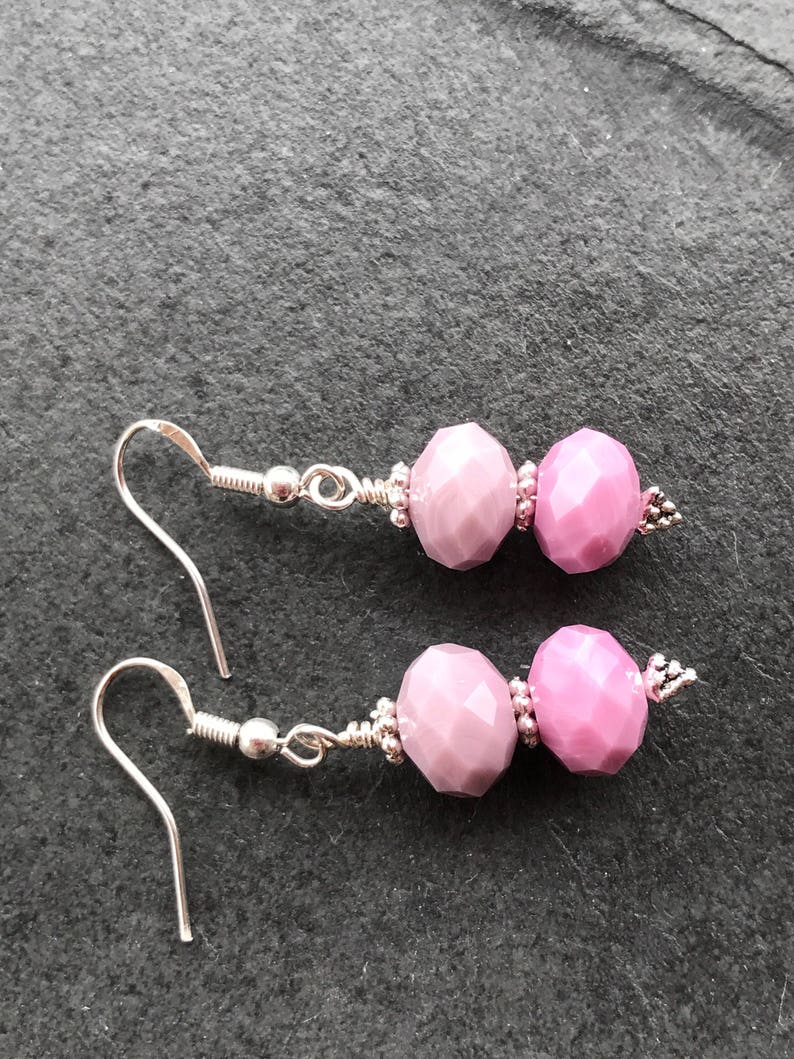 Pink Earrings Pink Crystal Earrings Bright Pink Earrings Etsy