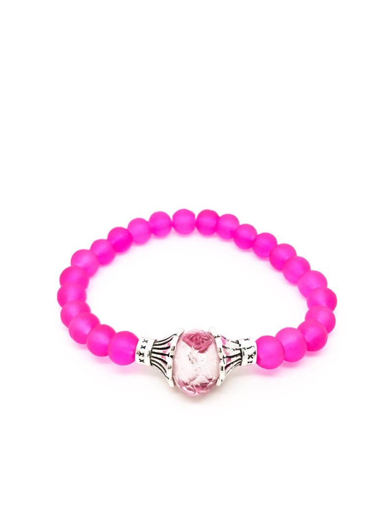 Neon Pink Stretch Bracelet Bright Jewelry Elastic Bracelet Etsy