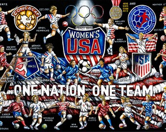 Women's Soccer Tribute - USA Women's Soccer Compilation Art Print from Thomas Jordan Gallery