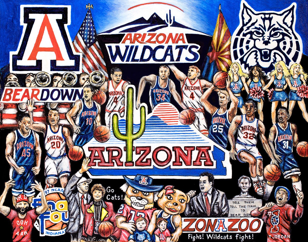 Arizona Wildcat College Basketball Tribute Print From Thomas Jordan