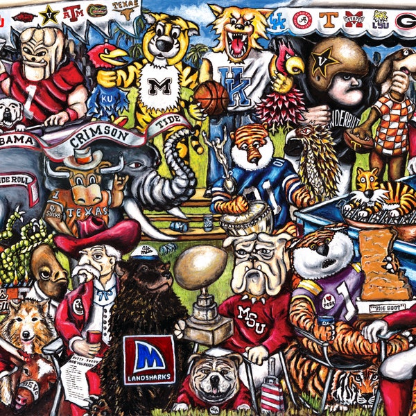 SEC Tailgate Party - Football Sports Art Print from Thomas Jordan Gallery