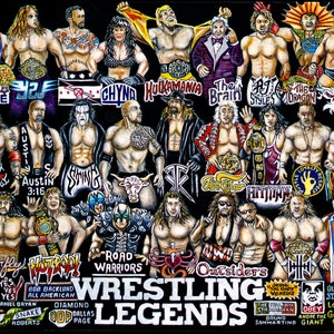 Wrestling Legends Tribute - Sports Art Print from Thomas Jordan Gallery
