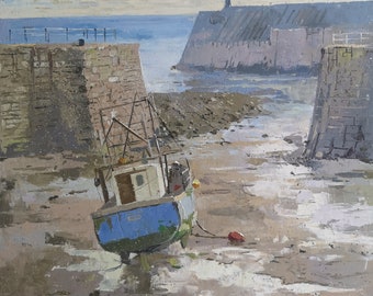 Porthcawl, S. Glamorgan óleo sobre lienzo 20x16" Arte de pared