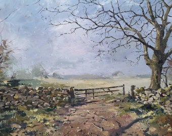 Old Cotswold Farm Entrance, oil on panel, 11x13" inch Wall art