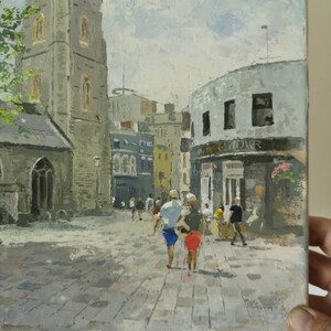 A humid afternoon at St. John's Square, Cardiff, Wales, oil on canvas, 12x10 inch Wall art image 3